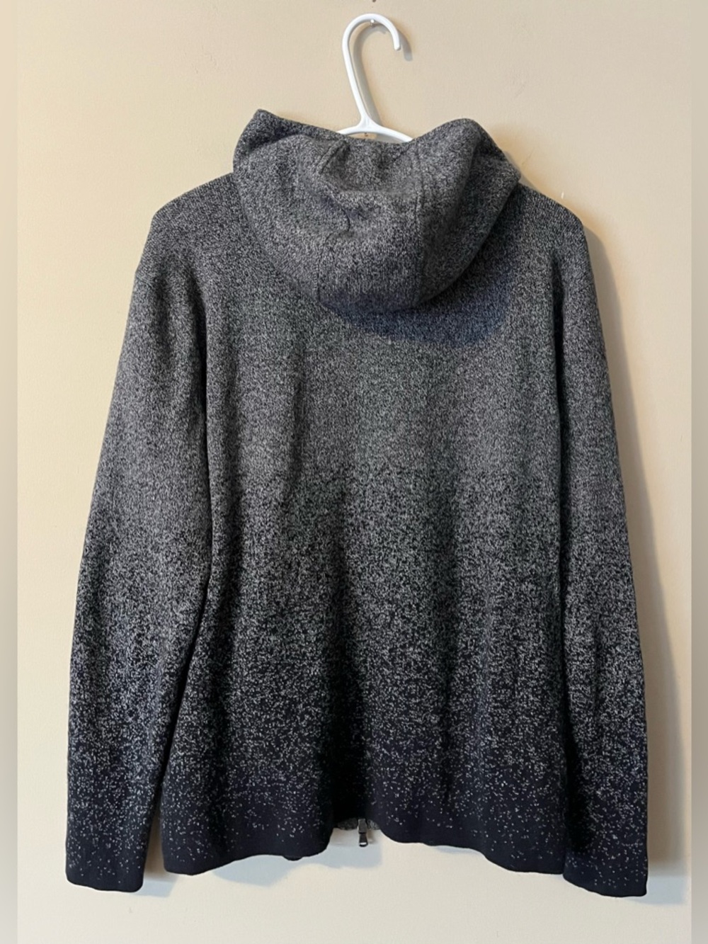 John Varvatos Grey Black Ombre Knit Hooded Zip Sweater Medium - Picture 6 of 8